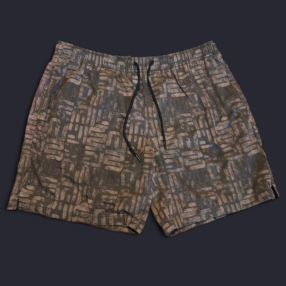 Zara Brown Patterned Swim Shorts Men Size XL